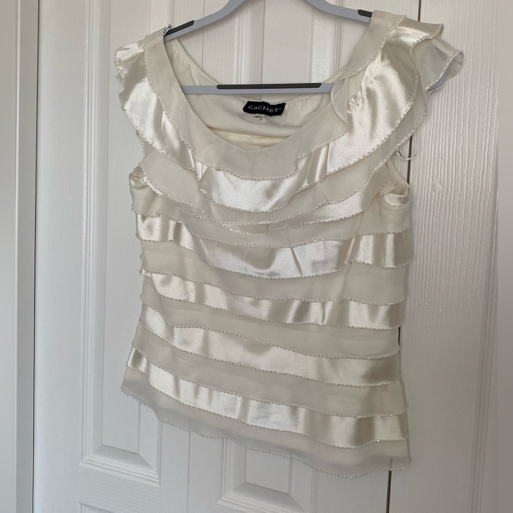 Cachet dressy blouse with crystal beads